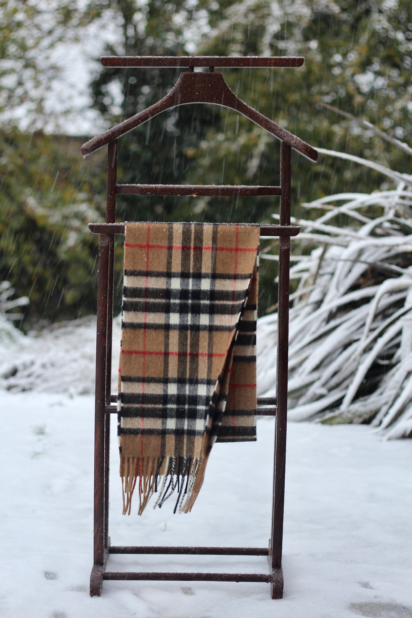 ÉCHARPE TARTAN CAMEL ET NOIR