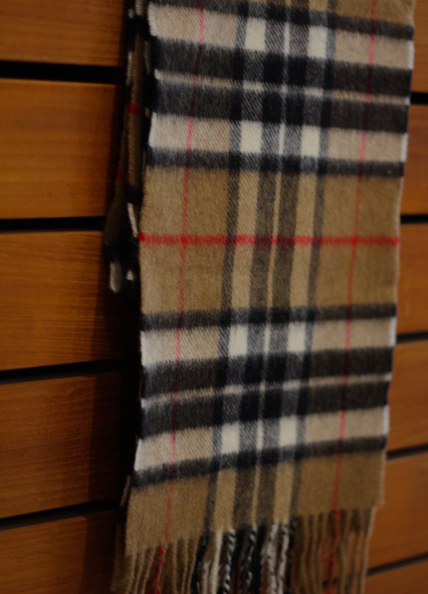 ÉCHARPE TARTAN CAMEL ET NOIR