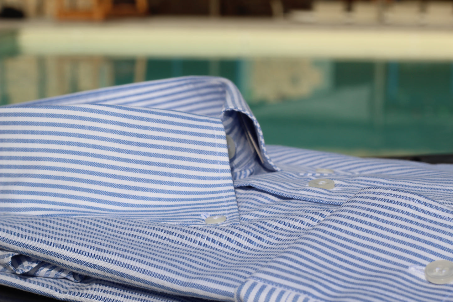 Chemise Blanche à rayures Bleu Moyen