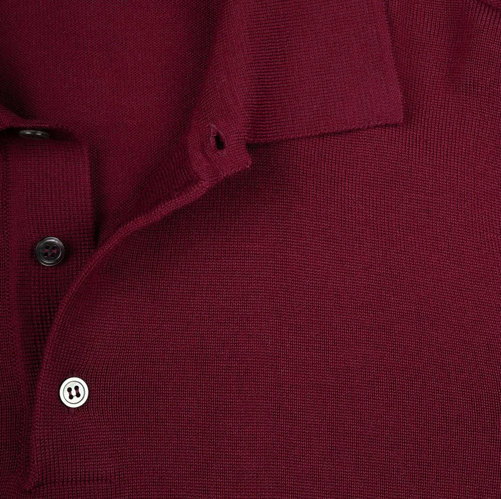 Pull col polo avec boutons de nacre en lainé mérinos, made in Italy