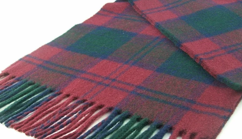 ÉCHARPE TARTAN BORDEAUX ET BLEU