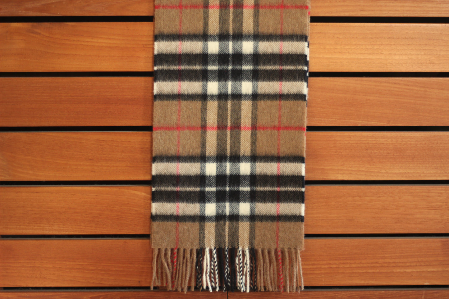 ÉCHARPE TARTAN CAMEL ET NOIR
